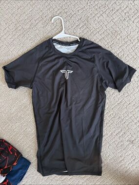 Black Performance Short-Sleeve Athletic Top by